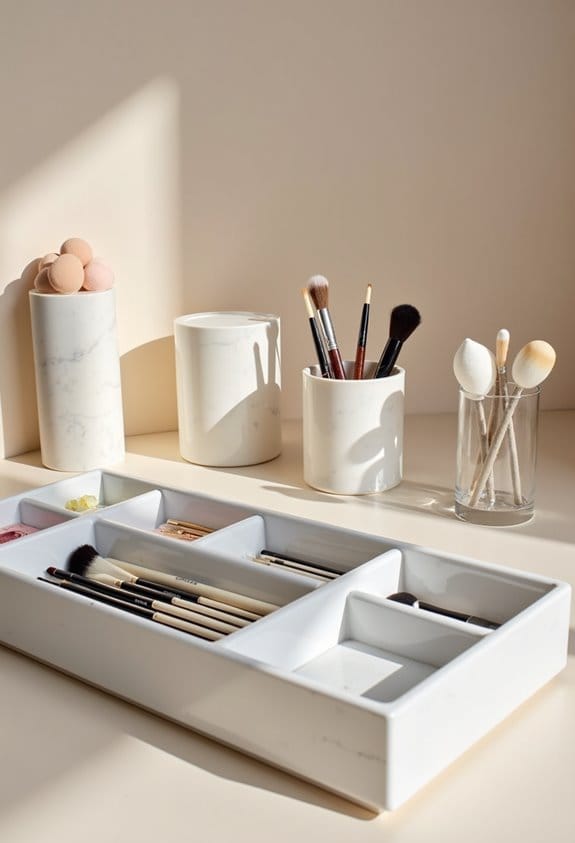 organized beauty tool storage
