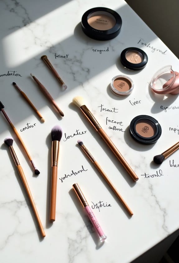 organized makeup brush setup